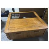 Mid Century Glass Top Coffee Table.