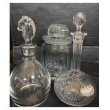 2 Glass Decanters and Jar.