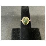 14K Gold and Jade Ring.
