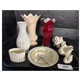 Lenox Vase, Swans, And Hand Blown Vase.