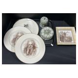 Wedgwood Jars, Hershey & Cat Plates.