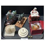 Horse Figures, Stone Bookend, Rockwell Santa.