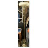 Brass Standing Lamp W/ Custard Glass Shade.