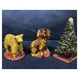 Breininger Redware Sheep, Dog and Tree.