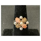 14K Gold, Pearl & Coral Rings.