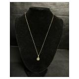 14K Gold Necklace & Diamond Flower Pendant.