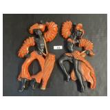 2 Mid Century Chalkware Wall Hanging Dancers.