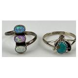 Native American Sterling Silver Gemstone Rings.