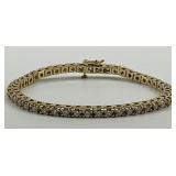 18KT Yellow Gold Diamond Tennis Bracelet.