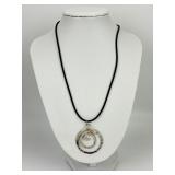 Handcrafted Silver & Gold Accent Spiral Pendant.