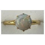 14KT Gold Opal Solitaire Ring.