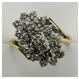 14KT Gold Diamond Waterfall Ring.
