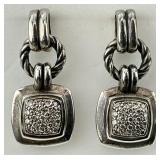 David Yurman Sterling Silver & Diamond Earrings.