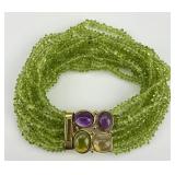 18KT Gold Cluster Clasp Rajola Peridot Bracelet.