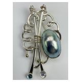 14KT Gold & Sterling Veleska Mabe Pearl Brooch.