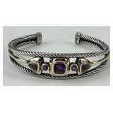 David Yurman 18K & Sterling Amethyst Cuff.