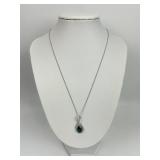 18KT Gold Blue Topaz Twisted Diamond Necklace.