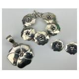 4pc Sterling Silver Floral Yellowhorse Jewelry.