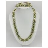 2pc Pistachio Tahitian & White Pearl Jewelry.