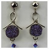 Sterling Silver Veleska Druzy Quartz Earrings.
