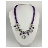 14KT Amethyst & Faceted Prasiolite Necklace.
