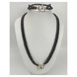 2pc 14KT Gold & Sterling Silver Hematite Jewelry.