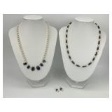 4pc 14KT Gold Accent Iolite & Pearl Jewelry.