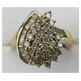 14KT Gold Teardrop Diamond Cluster Ring.