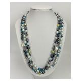 Multi Strand Pearl & Crystal Beaded Necklace.