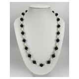 Sterling Silver Accent Onyx & Pearl Necklace.