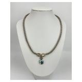 18K Gold  & Sterling Lagos Blue Topaz Necklace.