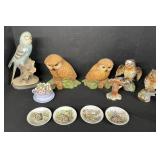 Bird Figurines, Porcelain Animal Dish Set.