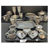 Large Lot Of Pewter, Goblets, Plates, Mugs,