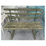 Weathered Teak Wood Garden Bench.
