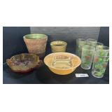 McCoy Planter, Fire King Bowl, Christmas Tumblers