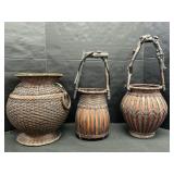 Japanese Root Handled Ikebana Baskets.