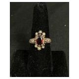 14KT Gold Victorian Style Ruby & Opal Ring.