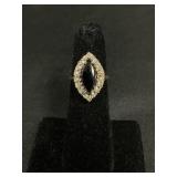 18KT Gold Uncas Onyx Diamond Ring.
