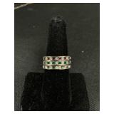 3 Sterling Silver Rings W/Ruby, Diamond, &