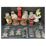 Wax Christmas Ornaments, Candle Stands & Covers.