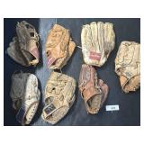 Vtg Leather Baseball Gloves, Rawlings, Spalding.