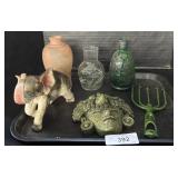 Ceramic & Glass Vases, Ceramic Elephant.