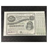 1886 $5 Dollar State Of Louisiana Baby Bond.