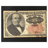 United States 25 Cent Fractional Currency.