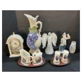 Ken Kinkade Clock, S&P Shakers, Figurines.