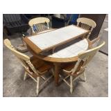 Cute Farmhouse Style Tile & Oak Dining Table.