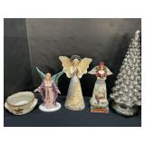Jim Shore Angel Figurine, Glass Christmas Tree.