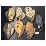 7 Vtg Leather Baseball Gloves, Wilson, Phillies.