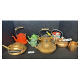 Enamelware & Copper Tea Pots. Tin Watering Can