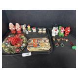 Vtg Christmas, Wreath, Candy Containers, Ornaments